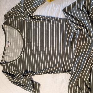 Olive green and white striped Ana